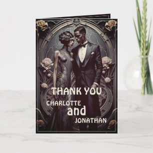 Elegant Art Deco Wedding Couple - Thank You Card