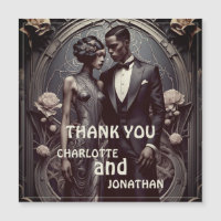 Elegant Art Deco Wedding Couple - Thank You Card