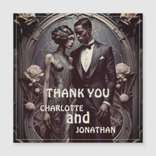 Elegant Art Deco Wedding Couple - Thank You Card
