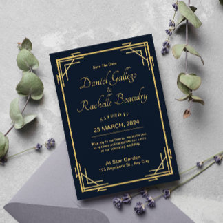 Elegant Art Deco Wedding Invitation