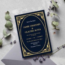 Elegant Art Deco Wedding Invitation