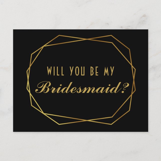 Elegant art deco Will you be my bridesmaid card (Front)