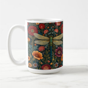 Elegant art nouveau Autumn floral Dragonfly Coffee Mug