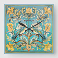 Elegant Art Nouveau Birds Pat#23 Teal Peach ID1078