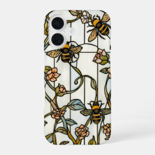 Elegant art nouveau botanical bee stain glass iPhone 16 case