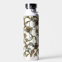 Elegant art nouveau botanical  bee stain glass