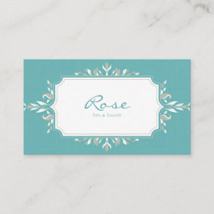Elegant Art Nouveau Botanical Teal & Taupe Business Card