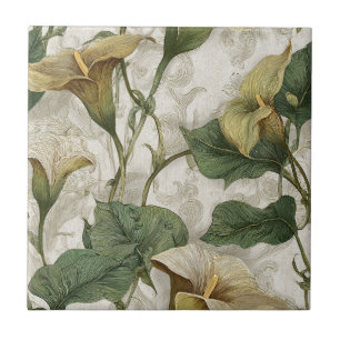 Elegant Art Nouveau Calle Lilies Tiles For Kitchen