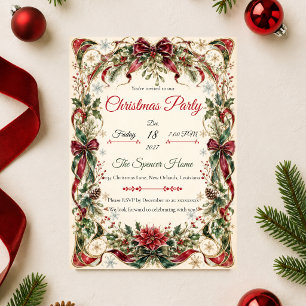 Elegant Art Nouveau Christmas Party Invitation