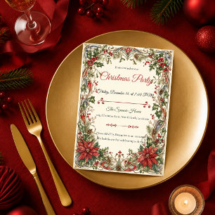 Elegant Art Nouveau Christmas Party Invitation