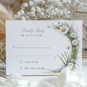 Elegant Art Nouveau Daisy Wedding RSVP Card