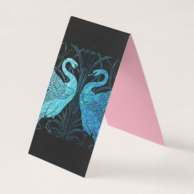elegant art nouveau design, metallic teal & black, business card (Front)