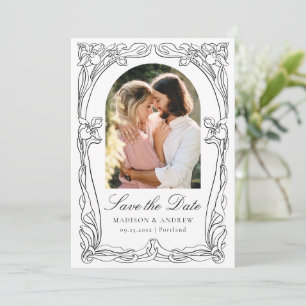Elegant Art Nouveau Floral Arch Photo Wedding Save The Date