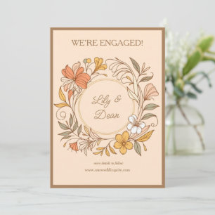 Elegant Art Nouveau Floral Engagement Announcement