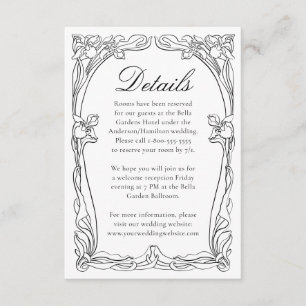 Elegant Art Nouveau Floral Frame Wedding Details Enclosure Card