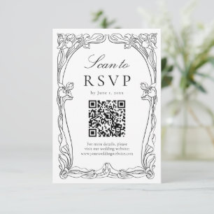 Elegant Art Nouveau Floral QR Code Wedding RSVP Card