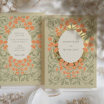 Elegant Art Nouveau Floral Salmon Green Wedding<br><div class="desc">This beautifully crafted wedding invitation features an intricate Art Nouveau-inspired floral motif that exudes elegance and sophistication. The design showcases a harmonious blend of salmon pink, olive green, and muted gold tones that create a warm and inviting palette. The flowers, reminiscent of blooming tulips, form a symmetric border around a...</div>