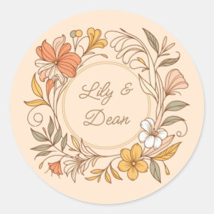 Elegant Art Nouveau Floral Sticker