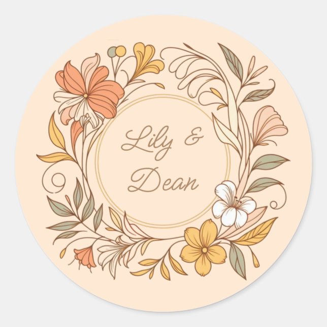 Elegant Art Nouveau Floral Sticker (Front)