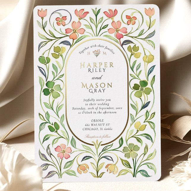 Elegant Art Nouveau Floral Watercolor Gold Wedding (Creator Uploaded)