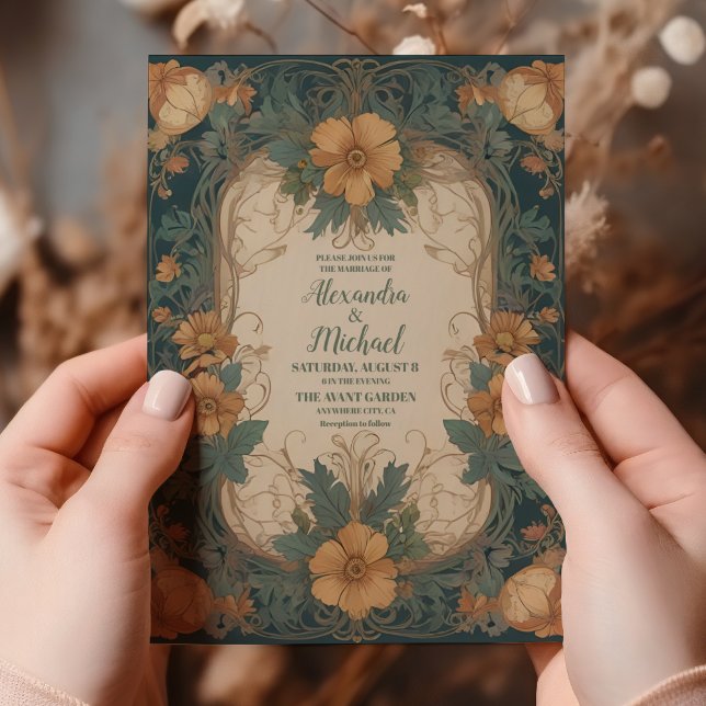 Elegant Art Nouveau Floral Wedding  Invitation (Creator Uploaded)