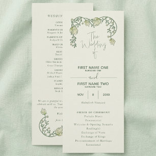 Elegant art nouveau floral wedding program programme