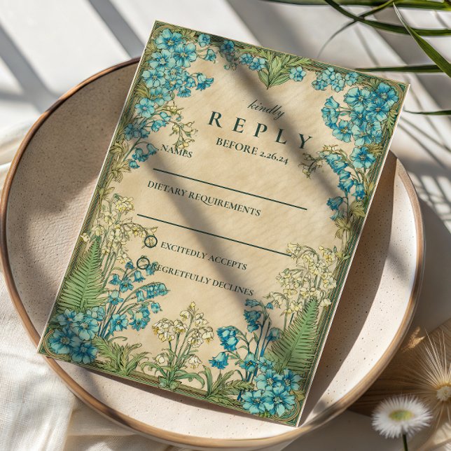 Elegant Art Nouveau Floral Wedding RSVP Card (Creator Uploaded)