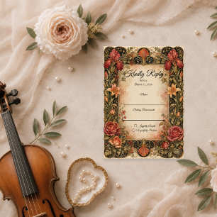 Elegant Art Nouveau Floral Wedding RSVP Card