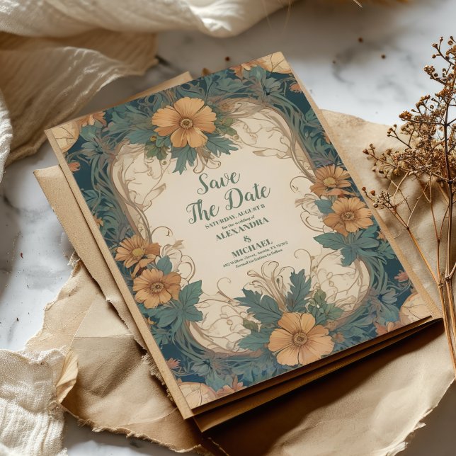 Elegant Art Nouveau Floral Wedding  Save The Date (Creator Uploaded)