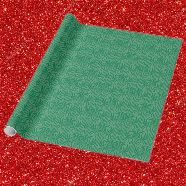 elegant Art Nouveau green filigree Wrapping Paper (Creator Uploaded)