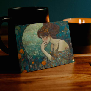 Elegant Art Nouveau Lady in Moonlight Card