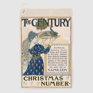 Elegant Art Nouveau Lady With Peacock Winter Golf Towel