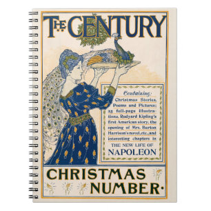 Elegant Art Nouveau Lady With Peacock Winter Notebook