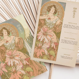 Elegant Art Nouveau Menu Card Floral Goddess