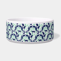 Elegant Art Nouveau Mint Blue Black Cat-Whimsical