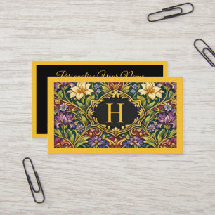 Elegant Art Nouveau Monogram Floral Vintage Design Business Card