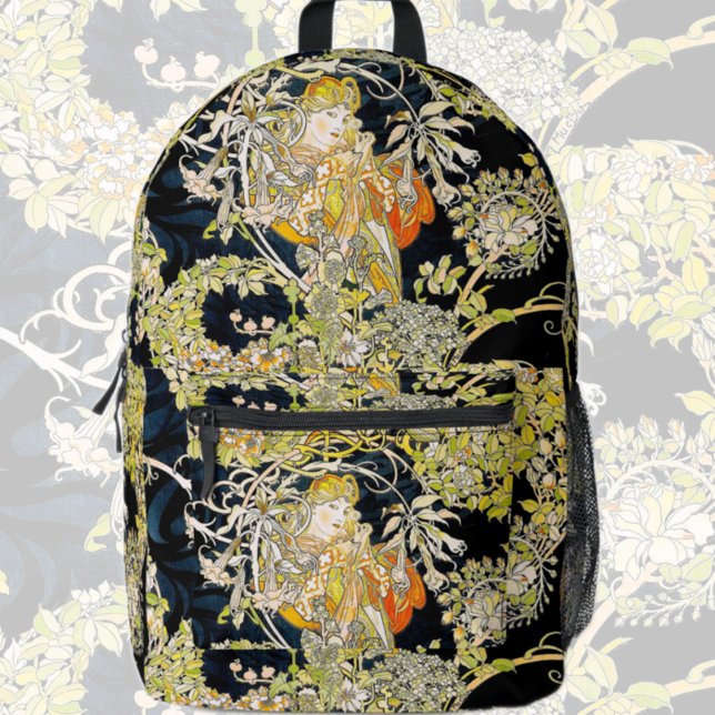 Elegant Art Nouveau Mucha Lady Floral Botanical  Printed Backpack (Creator Uploaded)
