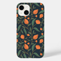 Elegant Art Nouveau Orange Floral Hand Drawn