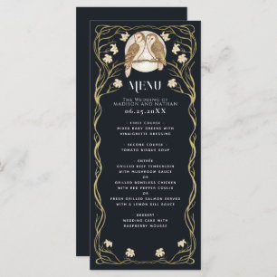 Elegant Art Nouveau Owls Wedding Menu