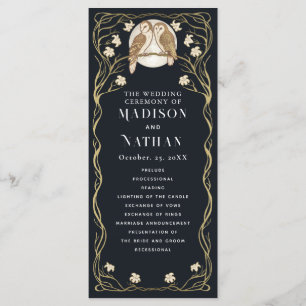 Elegant Art Nouveau Owls Wedding Programme