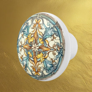elegant art nouveau pattern ceramic knob