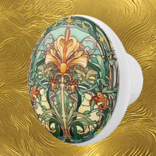 elegant art nouveau pattern ceramic knob