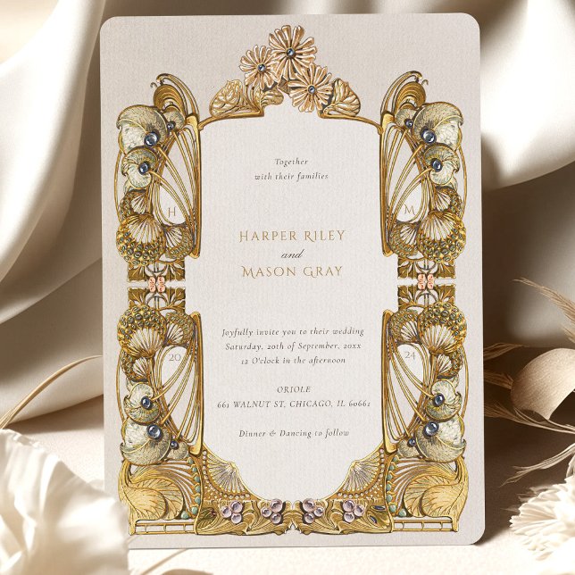 Elegant Art Nouveau Peacock Wedding Invitation (Creator Uploaded)