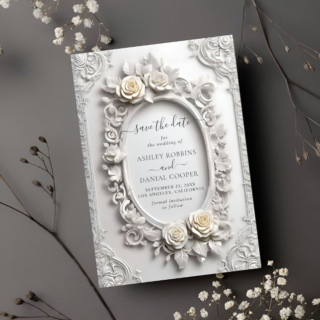 Elegant Art Nouveau Rose Frame Save The Date Invitation (Creator Uploaded)