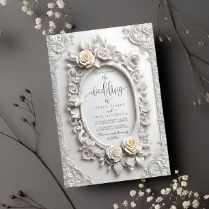 Elegant Art Nouveau Rose Frame Wedding Invitation