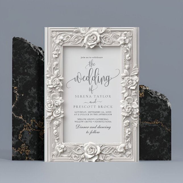 Elegant Art Nouveau Rose Frame Wedding Invitation (Creator Uploaded)