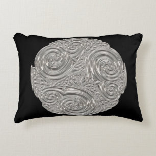 Elegant  art nouveau silver black medallion  decorative cushion