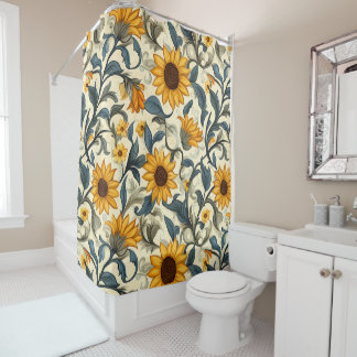 Elegant Art Nouveau Sunflower Pattern Shower Curtain