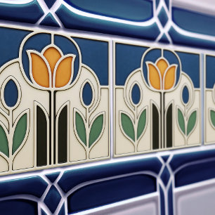 Elegant Art Nouveau Tulip Ceramic Tile