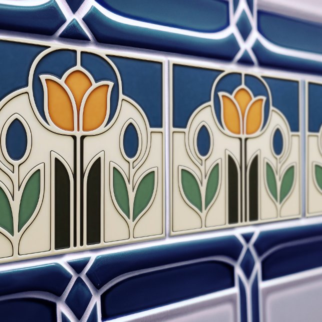 Elegant Art Nouveau Tulip Ceramic Tile (Creator Uploaded)